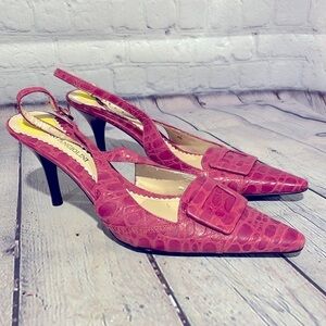 Enzo Angiolini pink leather sling back heels new never worn size 8